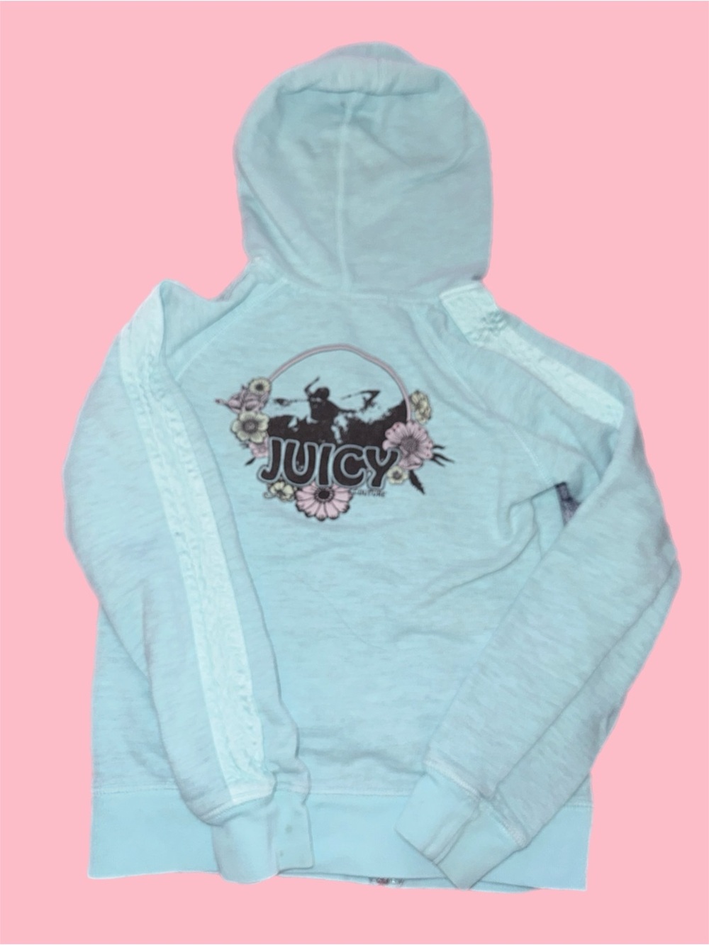 Juicy Couture Light Blue Hooded Sweatshirt with Floral Logo